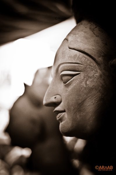 Clay goddess in profile